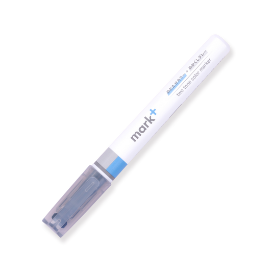 Kokuyo Mark+ Dual Color Highlighter - Gray Type - Blue & Gray - Stationery Pal