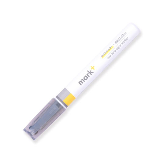 Kokuyo Mark+ Dual Color Highlighter - Gray Type - Yellow & Gray - Stationery Pal