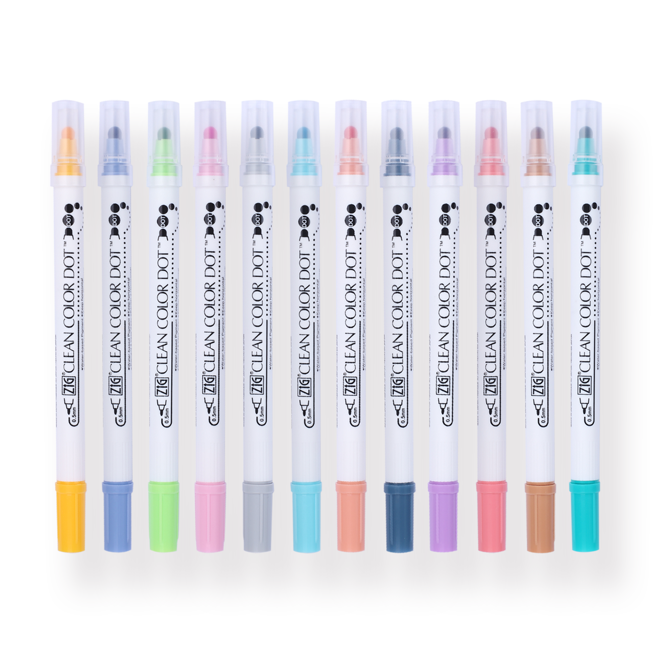 Kuretake ZIG Clean Color Dot Double-Sided Marker - 12 Color Set - Stationery Pal