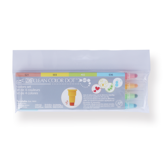 Kuretake ZIG Clean Color Dot Double-Sided Marker - 4 Color Set - Stationery Pal